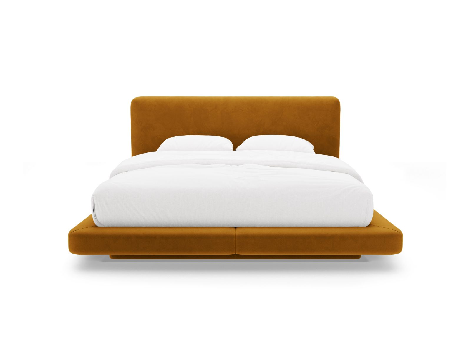 Velvet Bed With Headboard, "Linea", 204x225x98