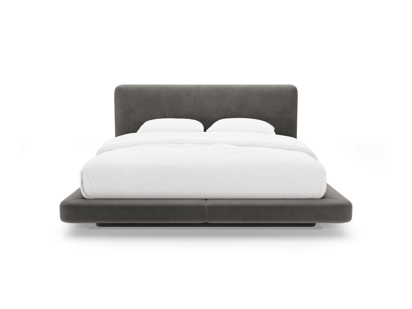 Velvet Bed With Headboard, "Linea", 204x225x98