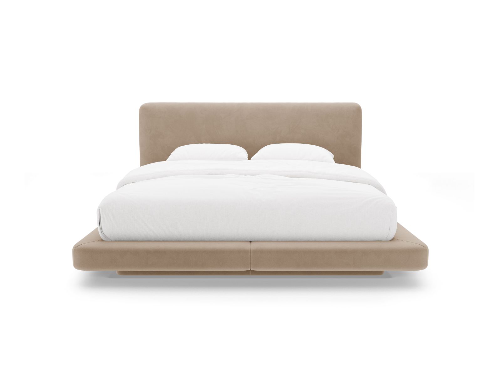 Velvet Bed With Headboard, "Linea", 204x225x98