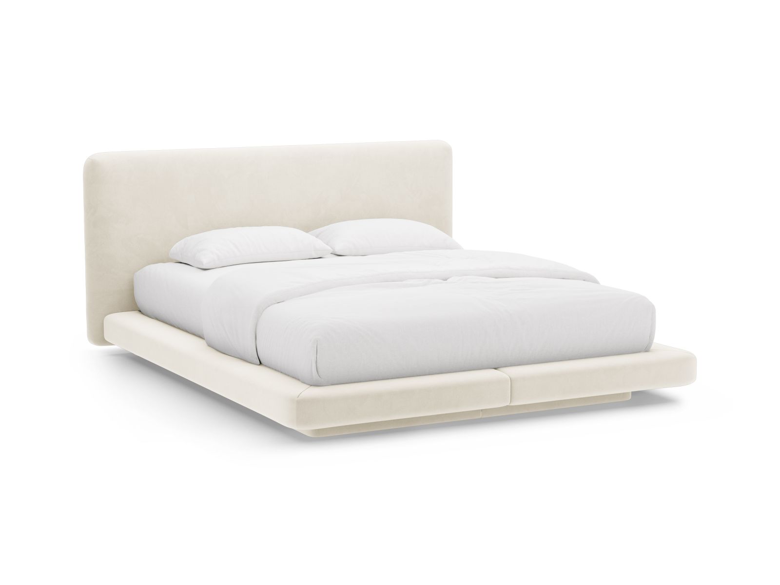 Velvet Bed With Headboard, "Linea", 224x225x98