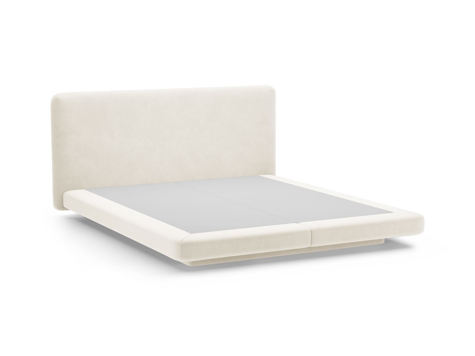 Velvet Bed With Headboard, "Linea", 224x225x98