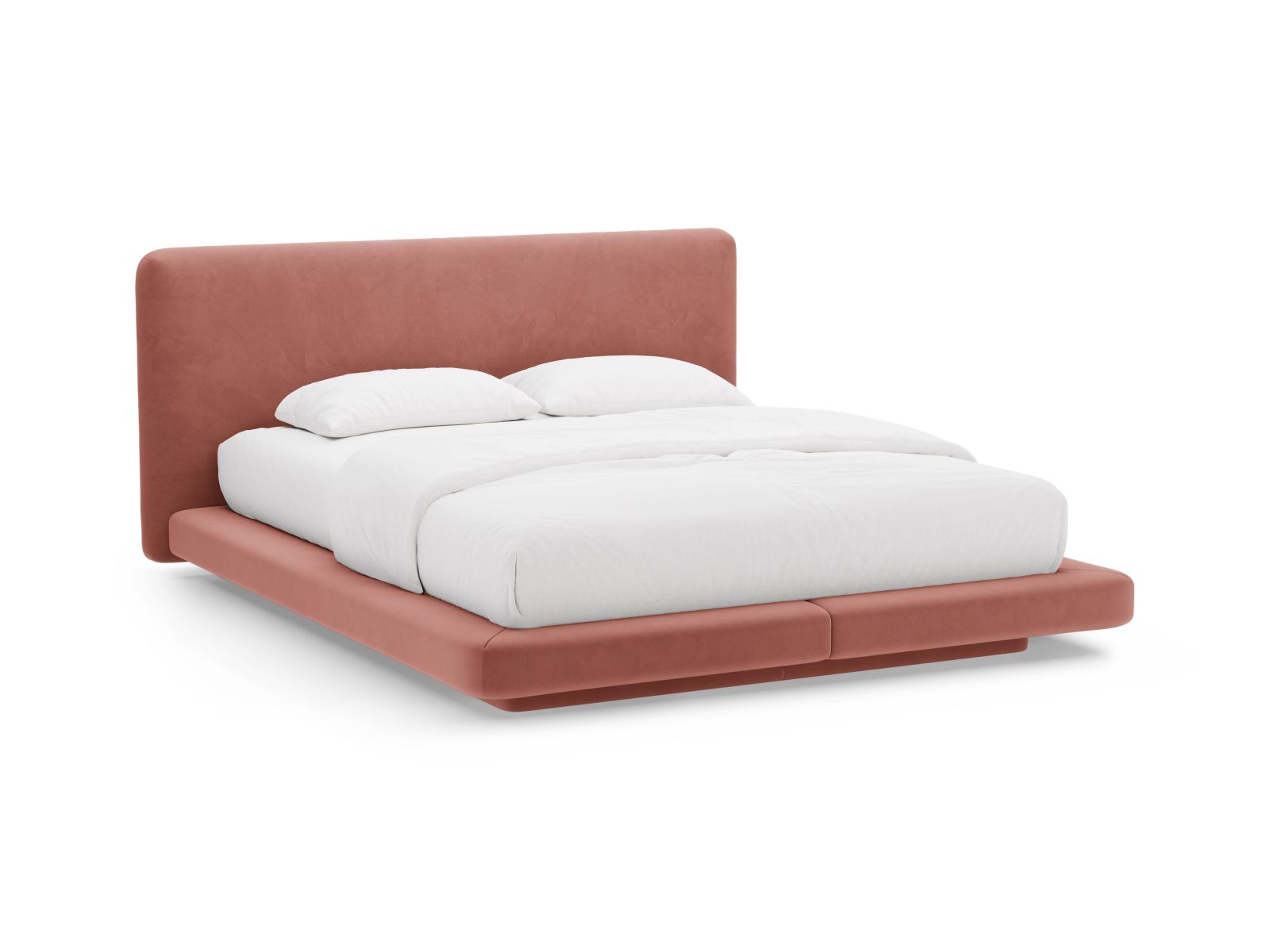 Velvet Bed With Headboard, "Linea", 224x225x98