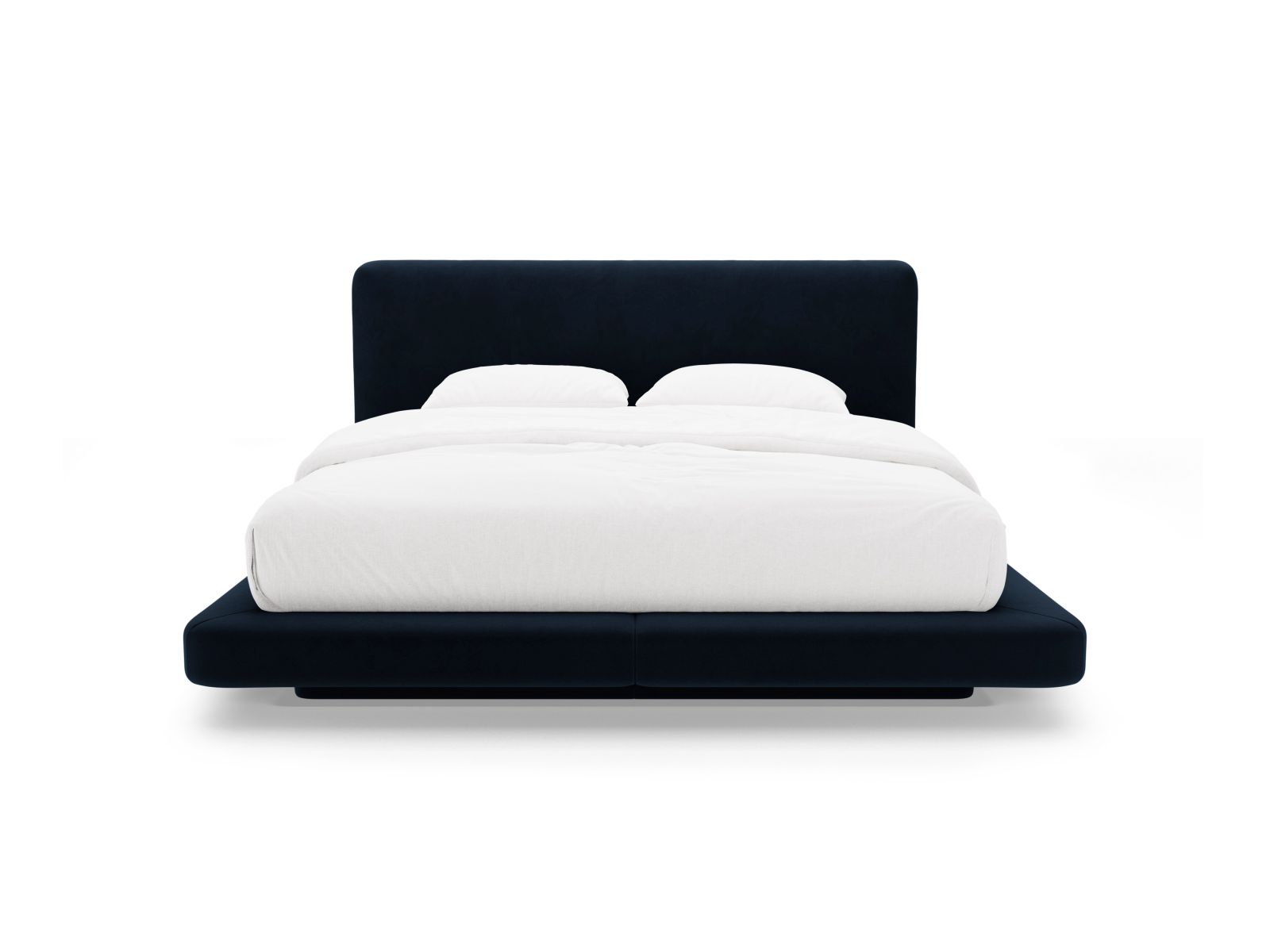 Velvet Bed With Headboard, "Linea", 224x225x98
