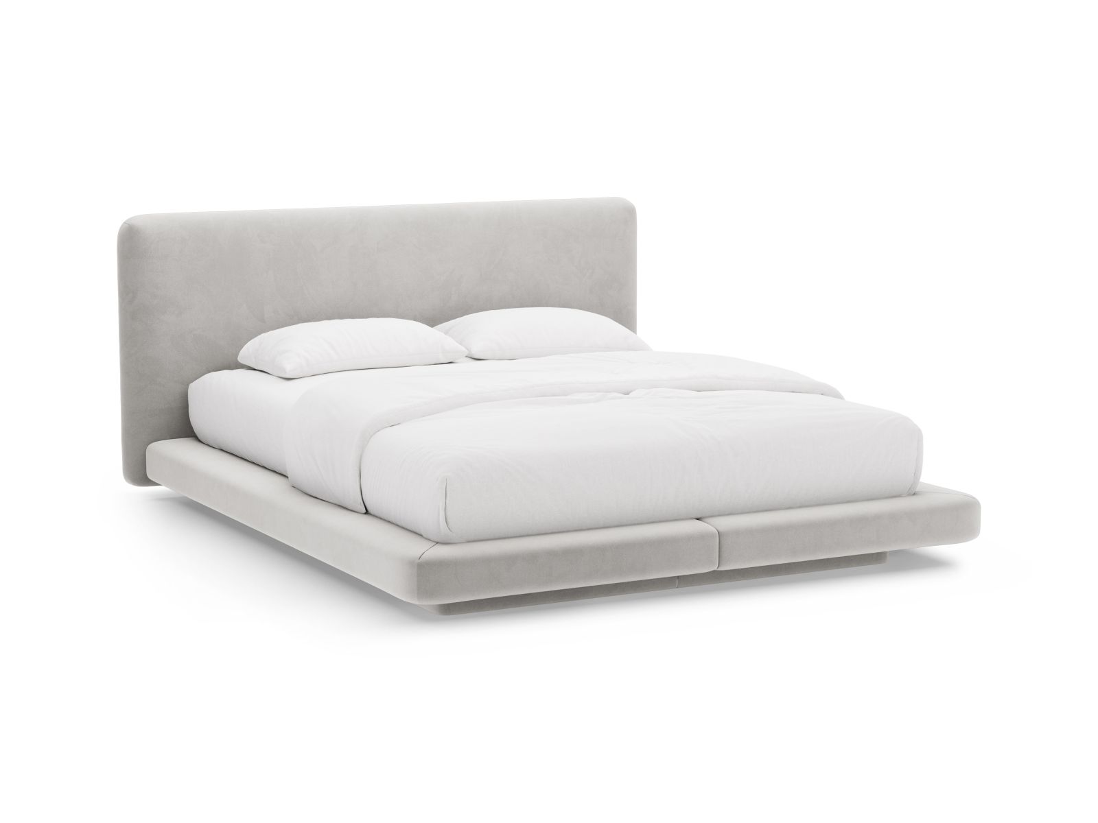 Velvet Bed With Headboard, "Linea", 244x225x98