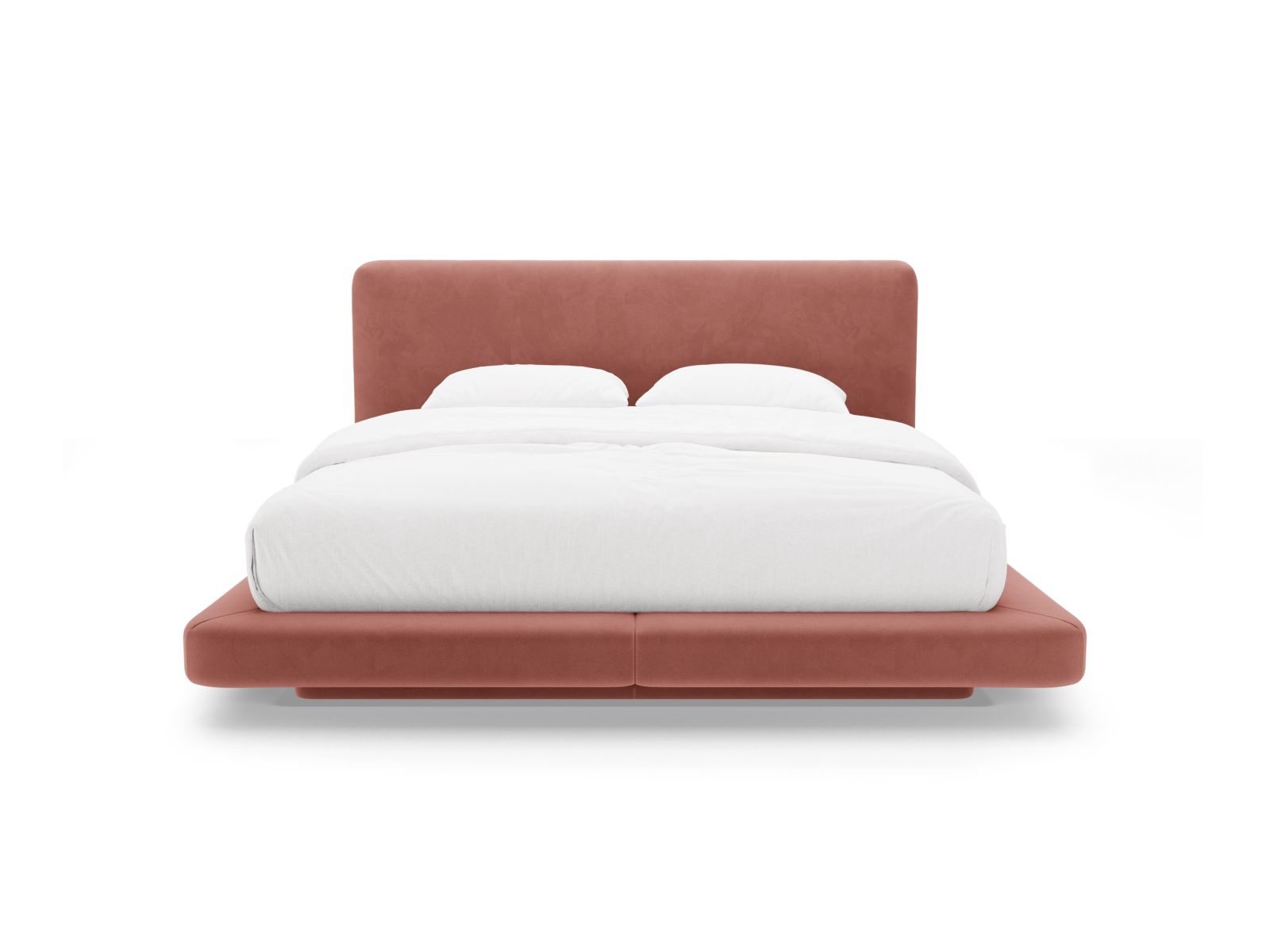 Velvet Bed With Headboard, "Linea", 244x225x98