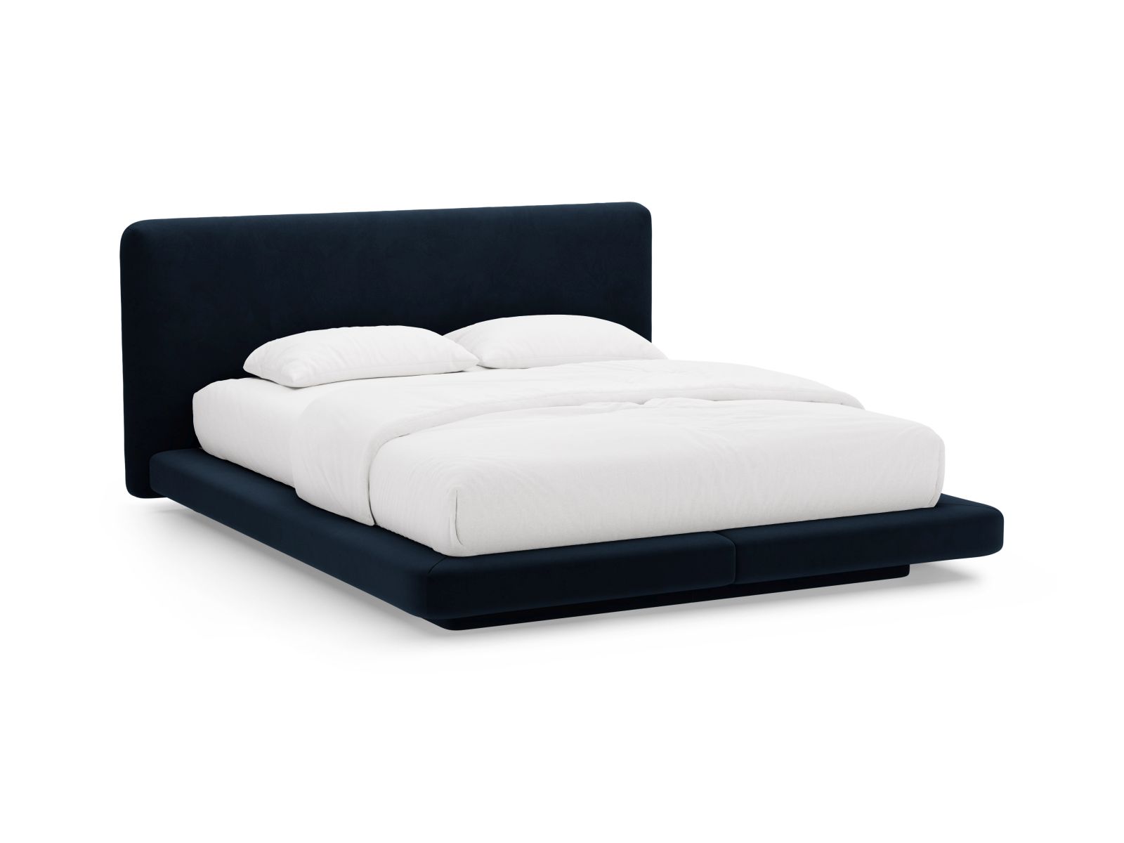 Velvet Bed With Headboard, "Linea", 244x225x98
