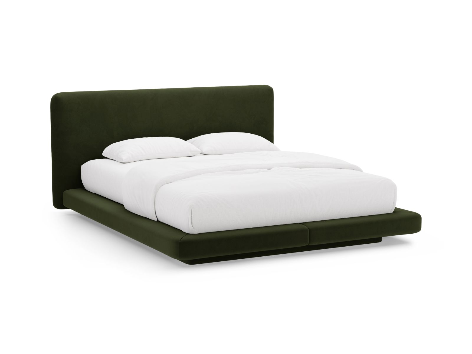 Velvet Bed With Headboard, "Linea", 244x225x98