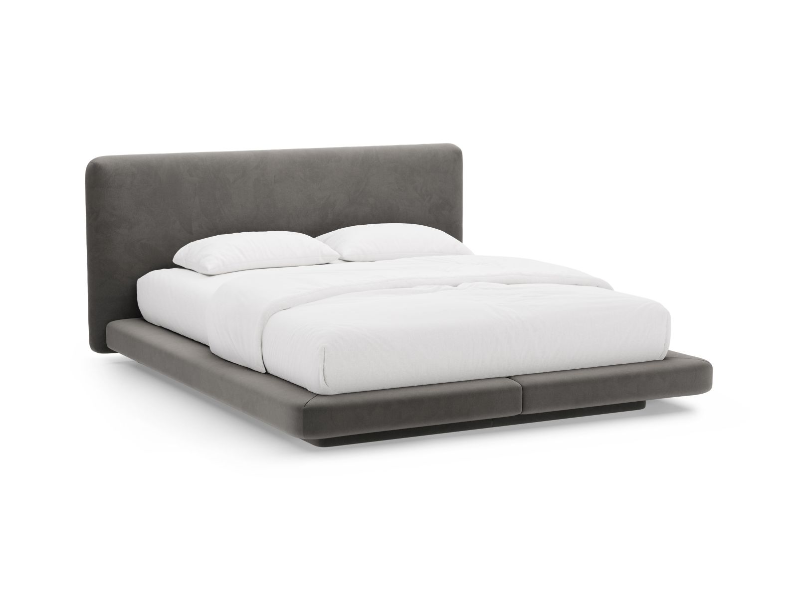 Velvet Bed With Headboard, "Linea", 244x225x98