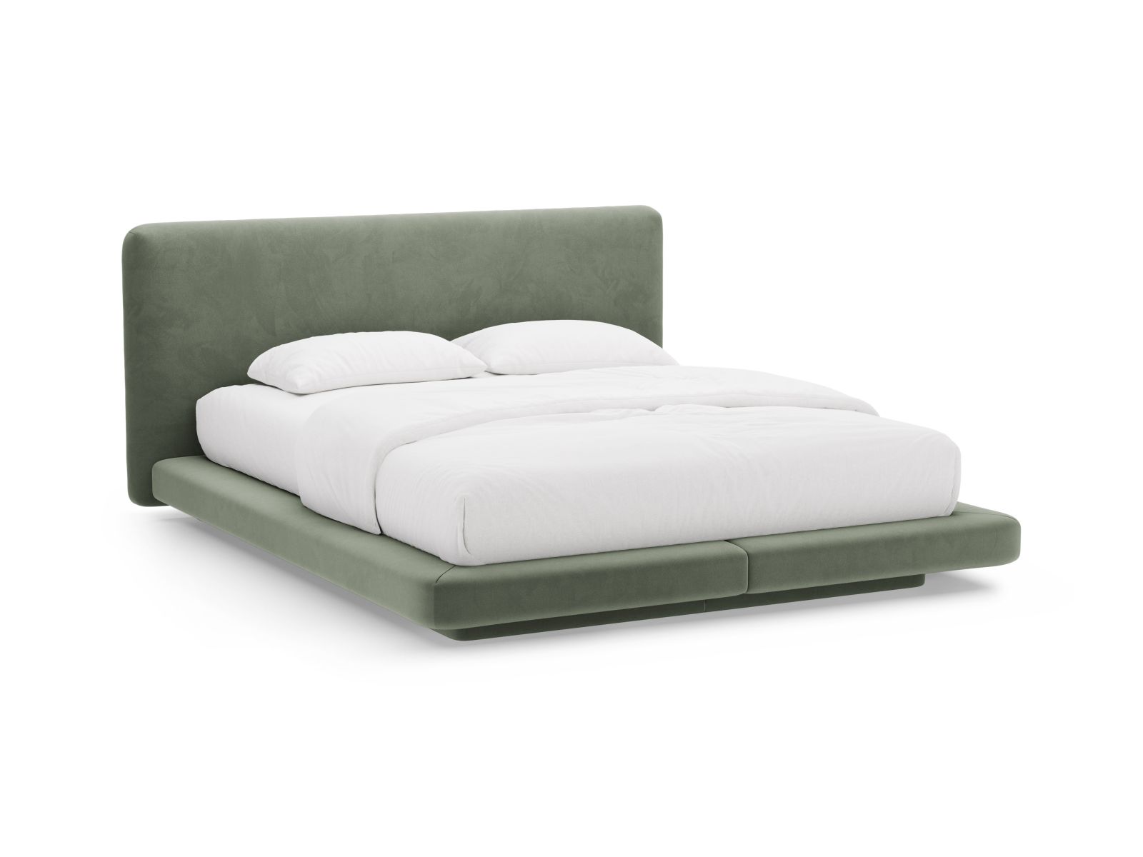 Velvet Bed With Headboard, "Linea", 244x225x98