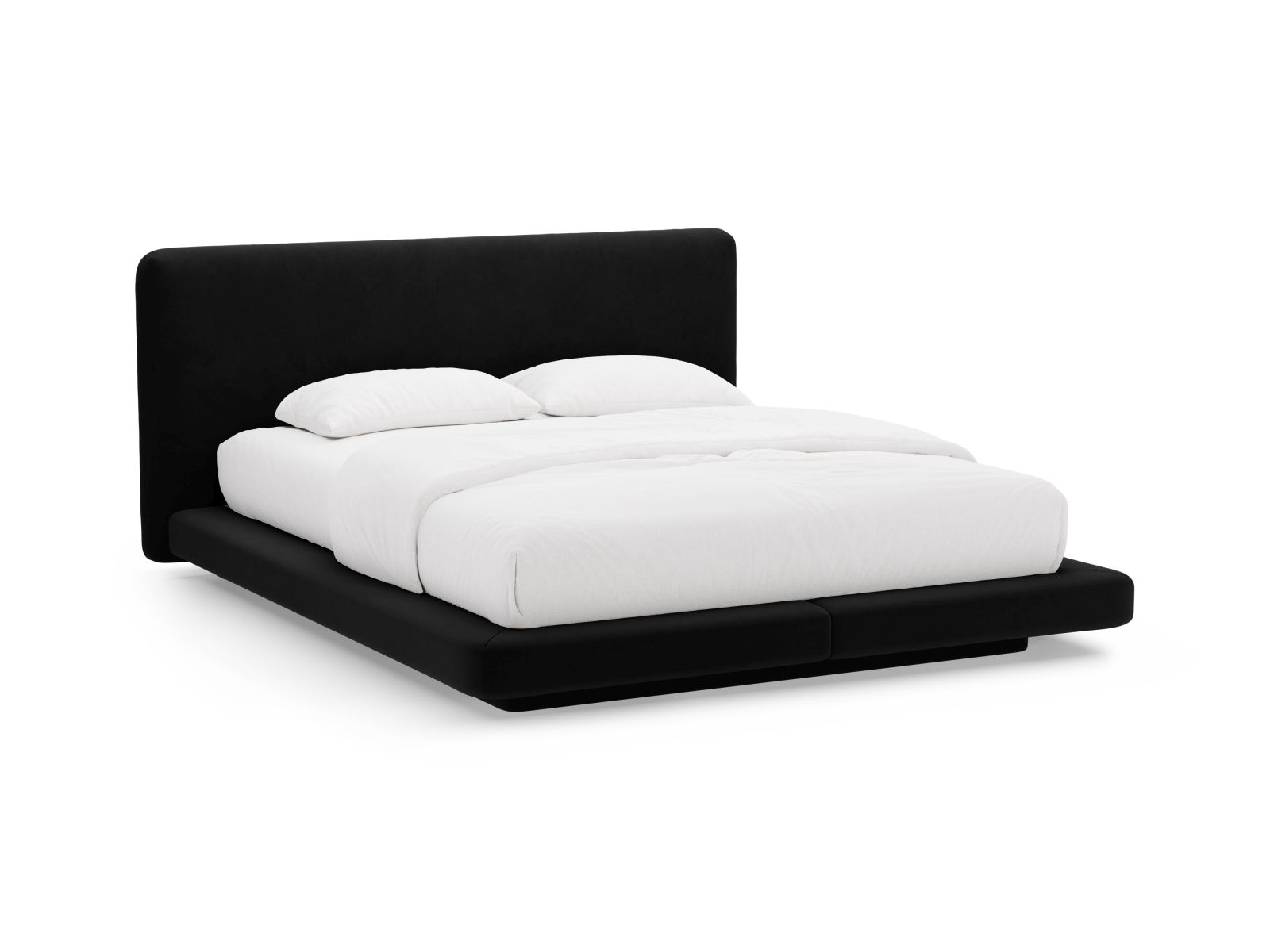 Velvet Bed With Headboard, "Linea", 244x225x98