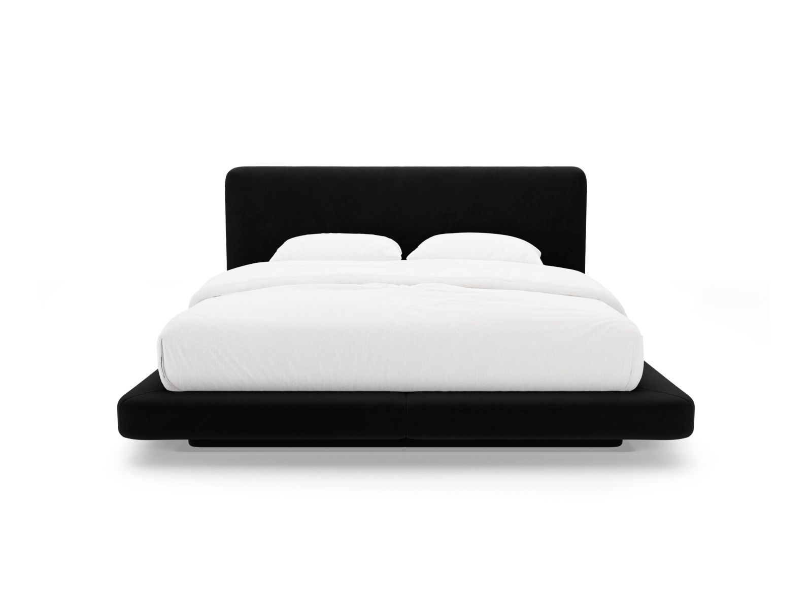 Velvet Bed With Headboard, "Linea", 244x225x98