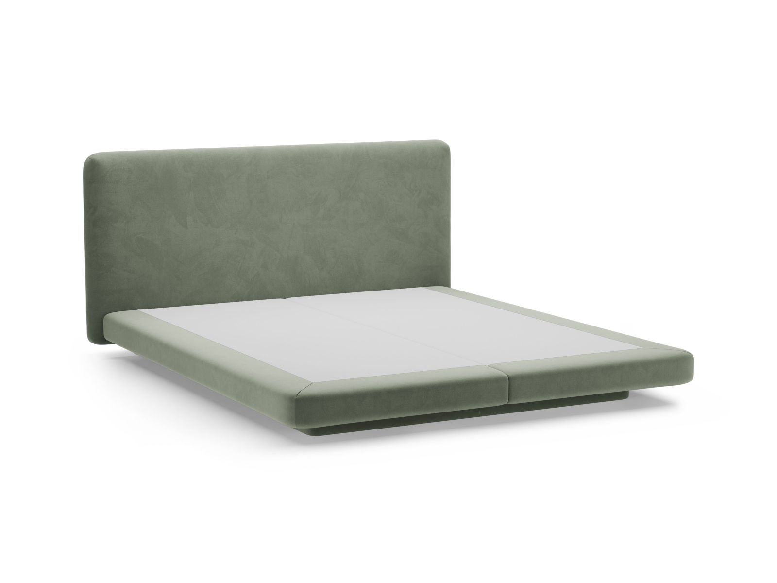 Velvet Bed With Headboard, "Linea", 244x225x98