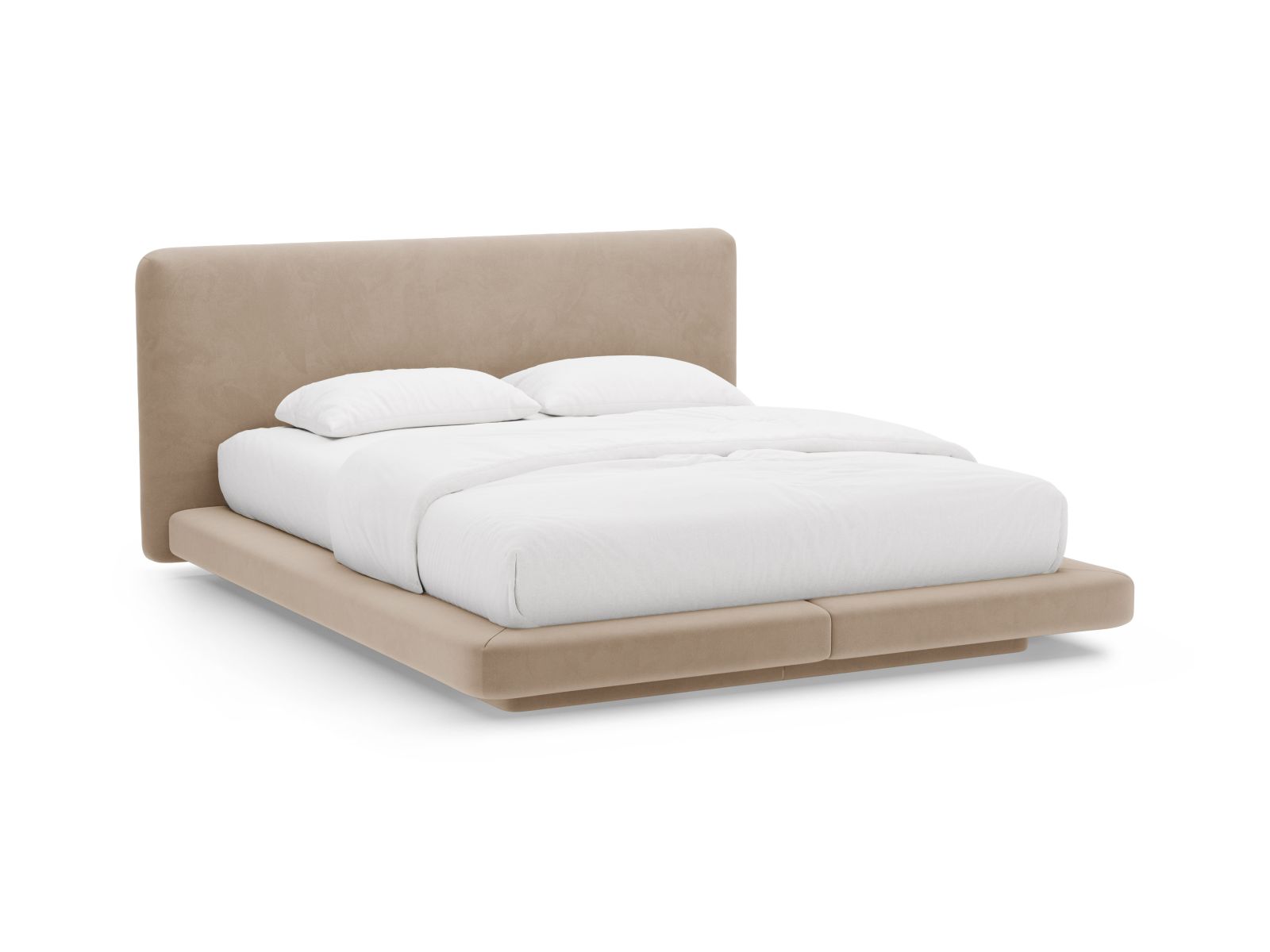 Velvet Bed With Headboard, "Linea", 244x225x98