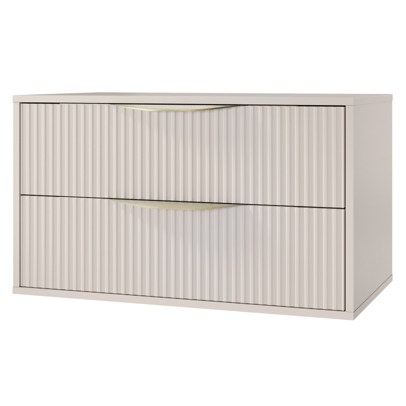 Szafka pod umywalkę nablatową Avila 2.0, 80 cm, ryflowana, złote uchwyty, kaszmir