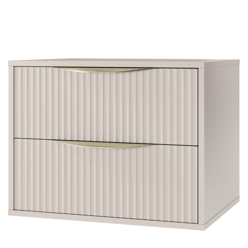 Szafka pod umywalkę nablatową Avila 2.0, 60 cm, ryflowana, złote uchwyty, kaszmir