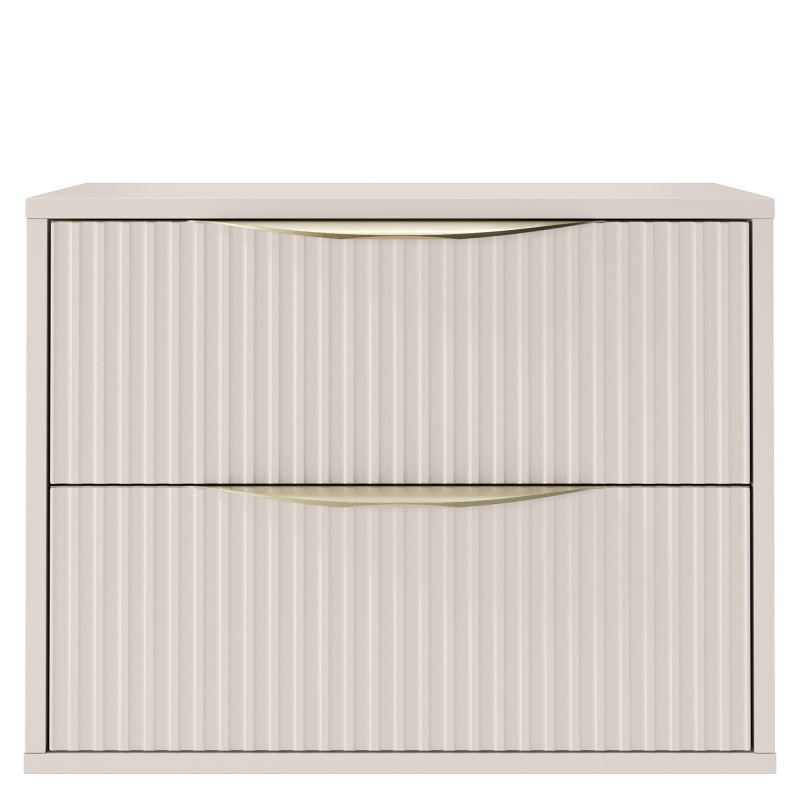 Szafka pod umywalkę nablatową Avila 2.0, 60 cm, ryflowana, złote uchwyty, kaszmir
