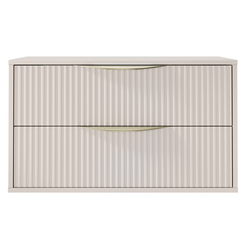 Szafka pod umywalkę nablatową Avila 2.0, 80 cm, ryflowana, złote uchwyty, kaszmir