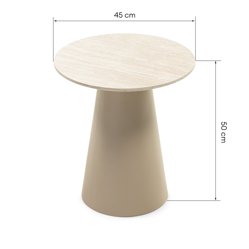 Stolik kawowy Sakala l 45 cm, okrągły, beżowy, imitacja trawertynu