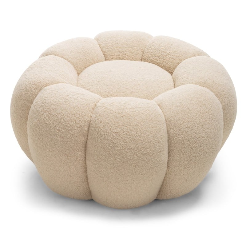 Puf Perugia, beżowy, boucle, obłe kształty