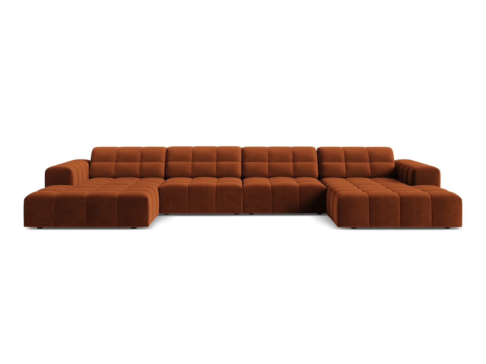 Velvet Panoramic Sofa, "Jennifer", 6 Seats, 375x167x78