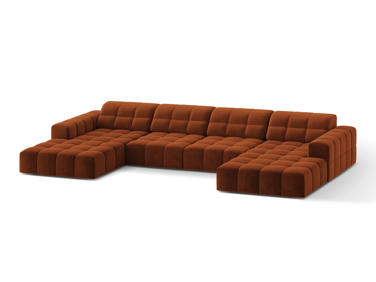 Velvet Panoramic Sofa, "Jennifer", 6 Seats, 375x167x78