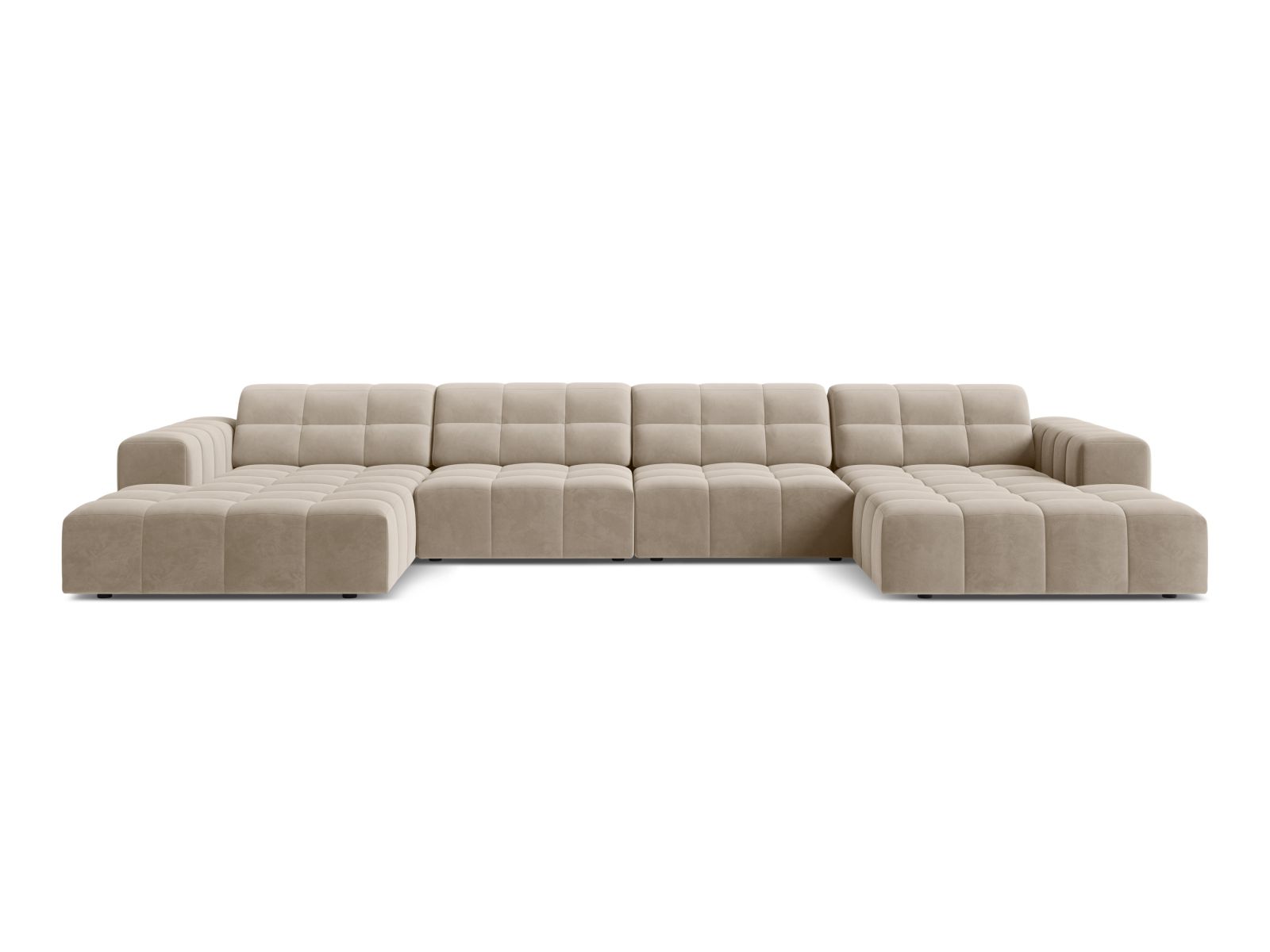 Velvet Panoramic Sofa, "Jennifer", 6 Seats, 375x167x78