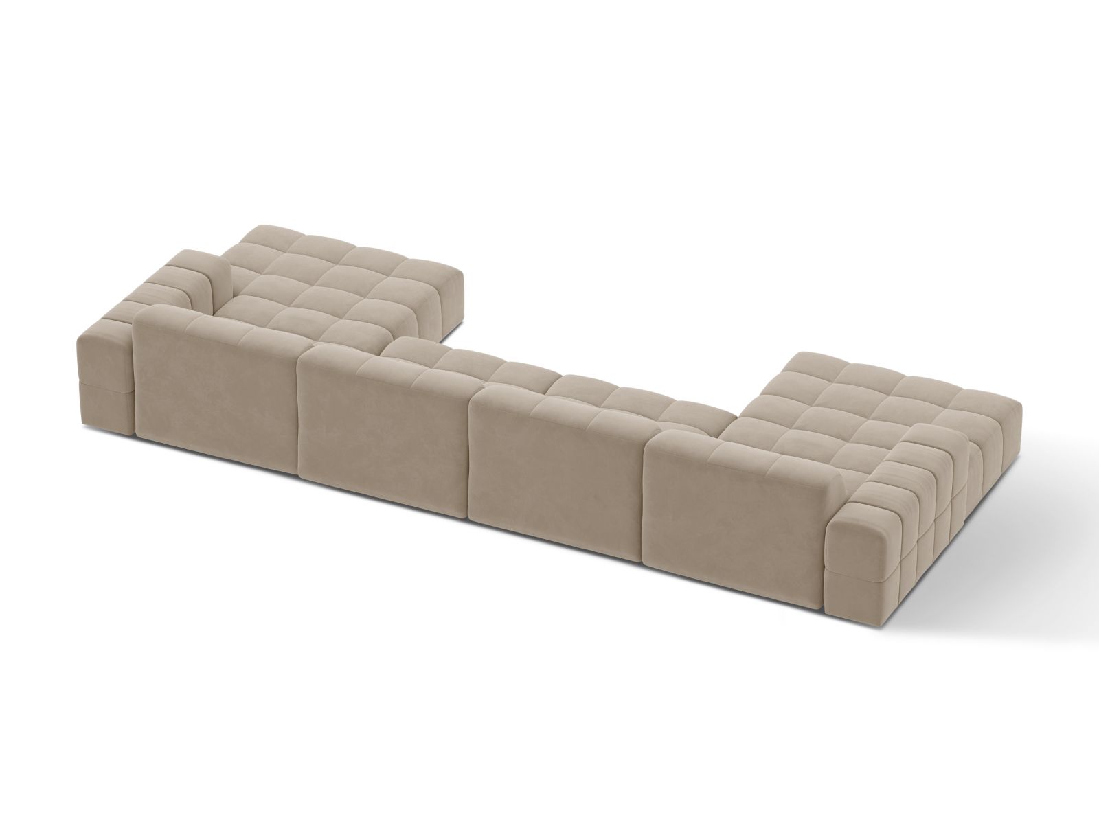 Velvet Panoramic Sofa, "Jennifer", 6 Seats, 375x167x78