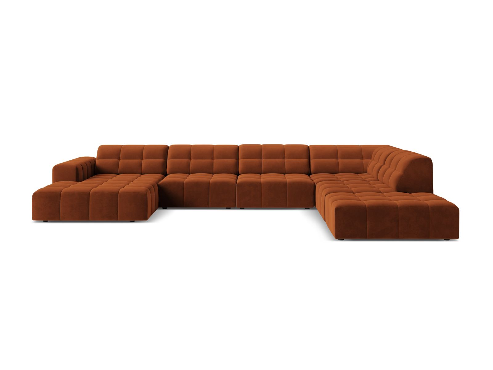 Velvet Panoramic Right Corner Sofa, "Jennifer", 7 Seats, 375x263x78