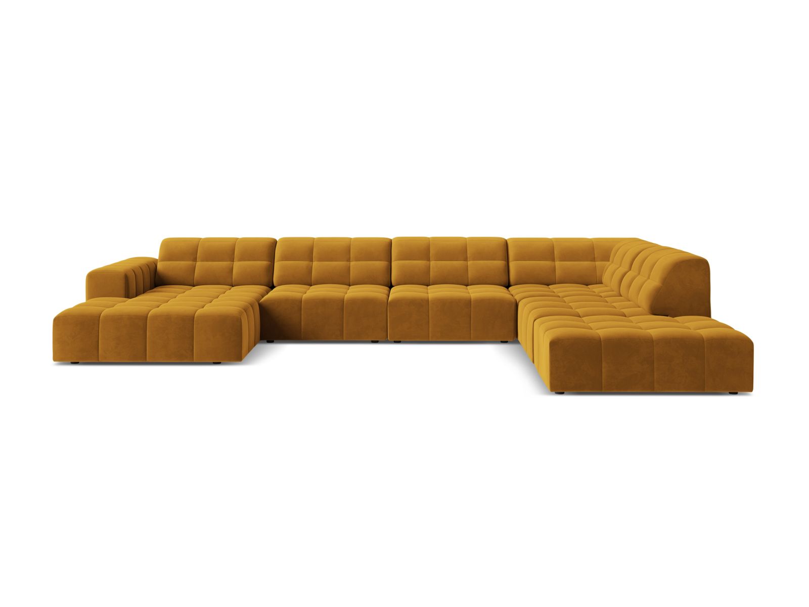 Velvet Panoramic Right Corner Sofa, "Jennifer", 7 Seats, 375x263x78