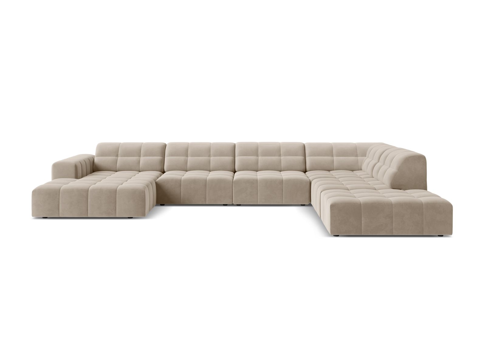 Velvet Panoramic Right Corner Sofa, "Jennifer", 7 Seats, 375x263x78