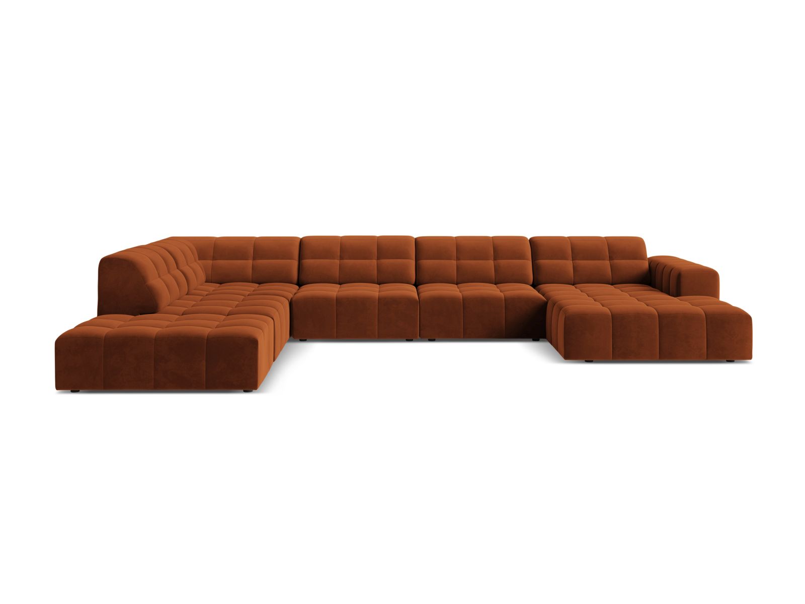 Velvet Panoramic Left Corner Sofa, "Jennifer", 7 Seats, 375x263x78