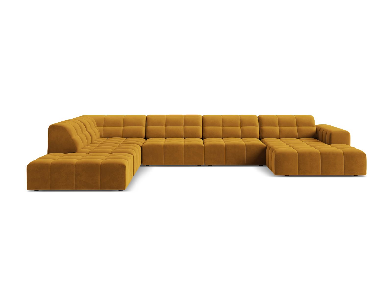 Velvet Panoramic Left Corner Sofa, "Jennifer", 7 Seats, 375x263x78