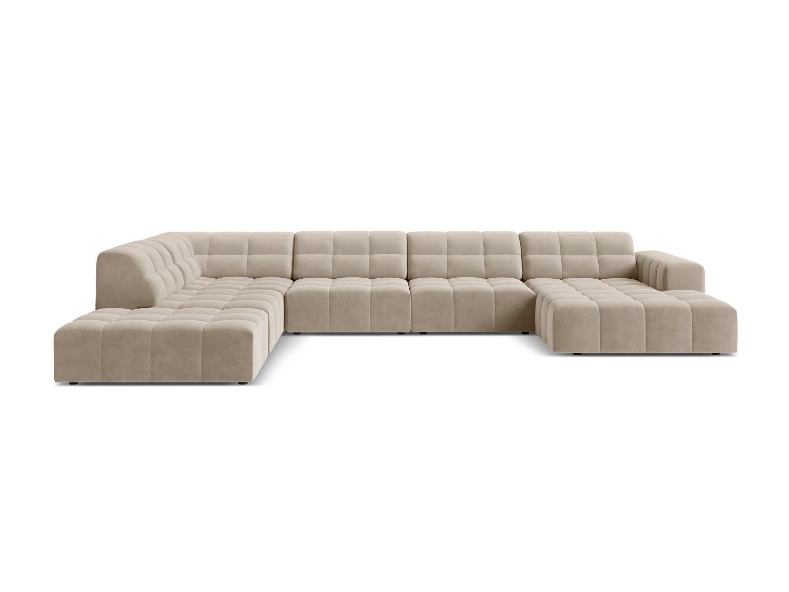 Velvet Panoramic Left Corner Sofa, "Jennifer", 7 Seats, 375x263x78