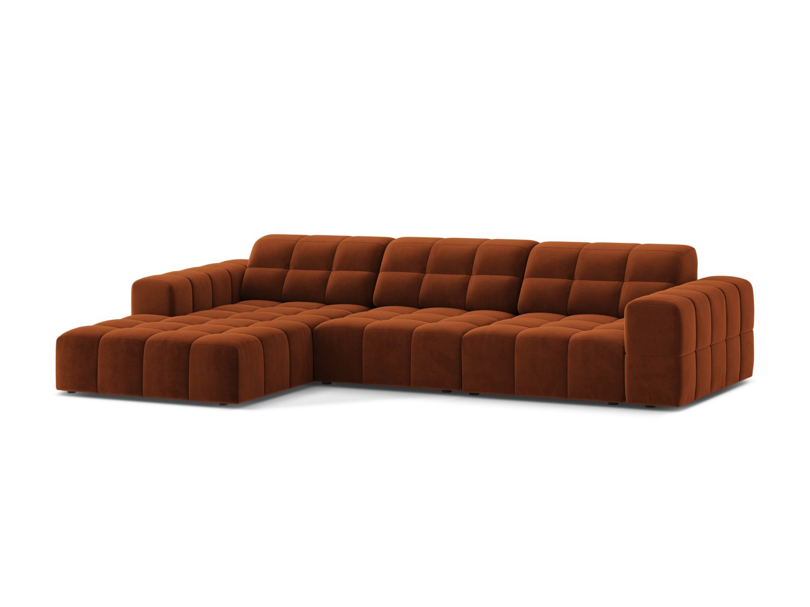 Velvet Left Corner Sofa, "Jennifer", 4 Seats, 294x167x78