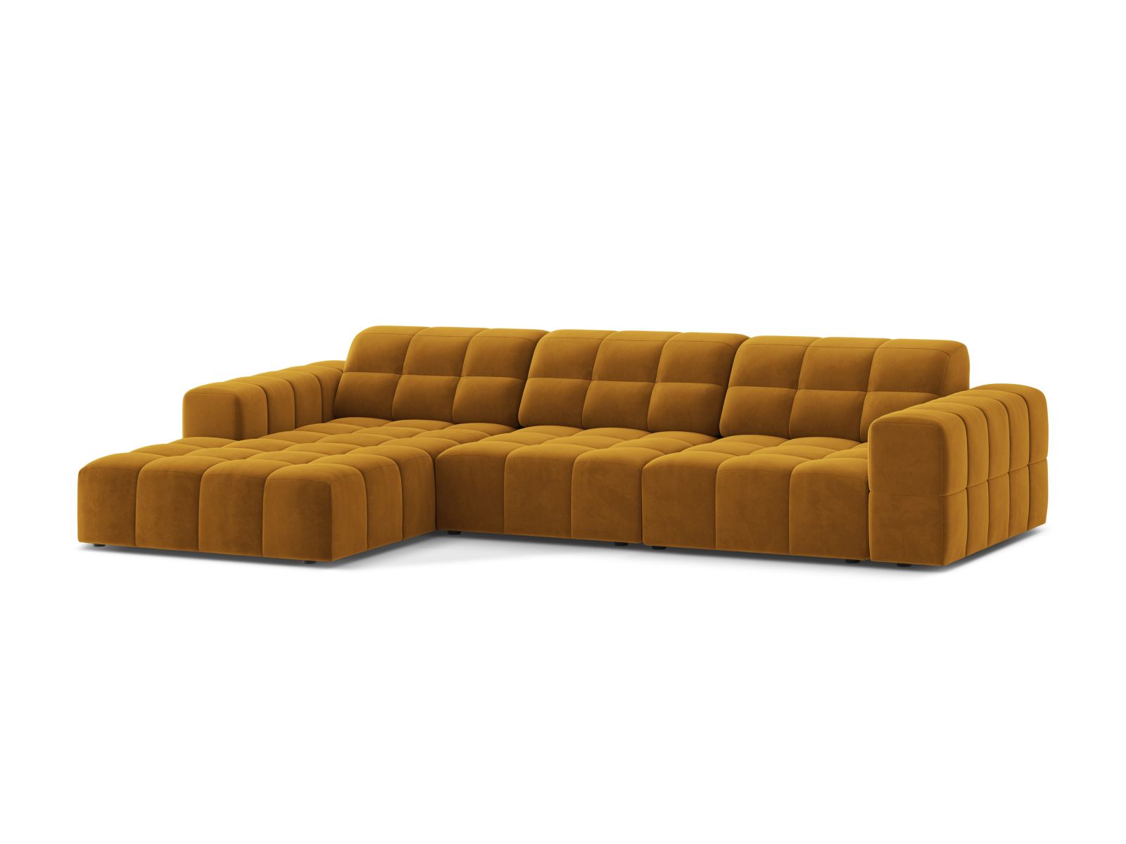 Velvet Left Corner Sofa, "Jennifer", 4 Seats, 294x167x78