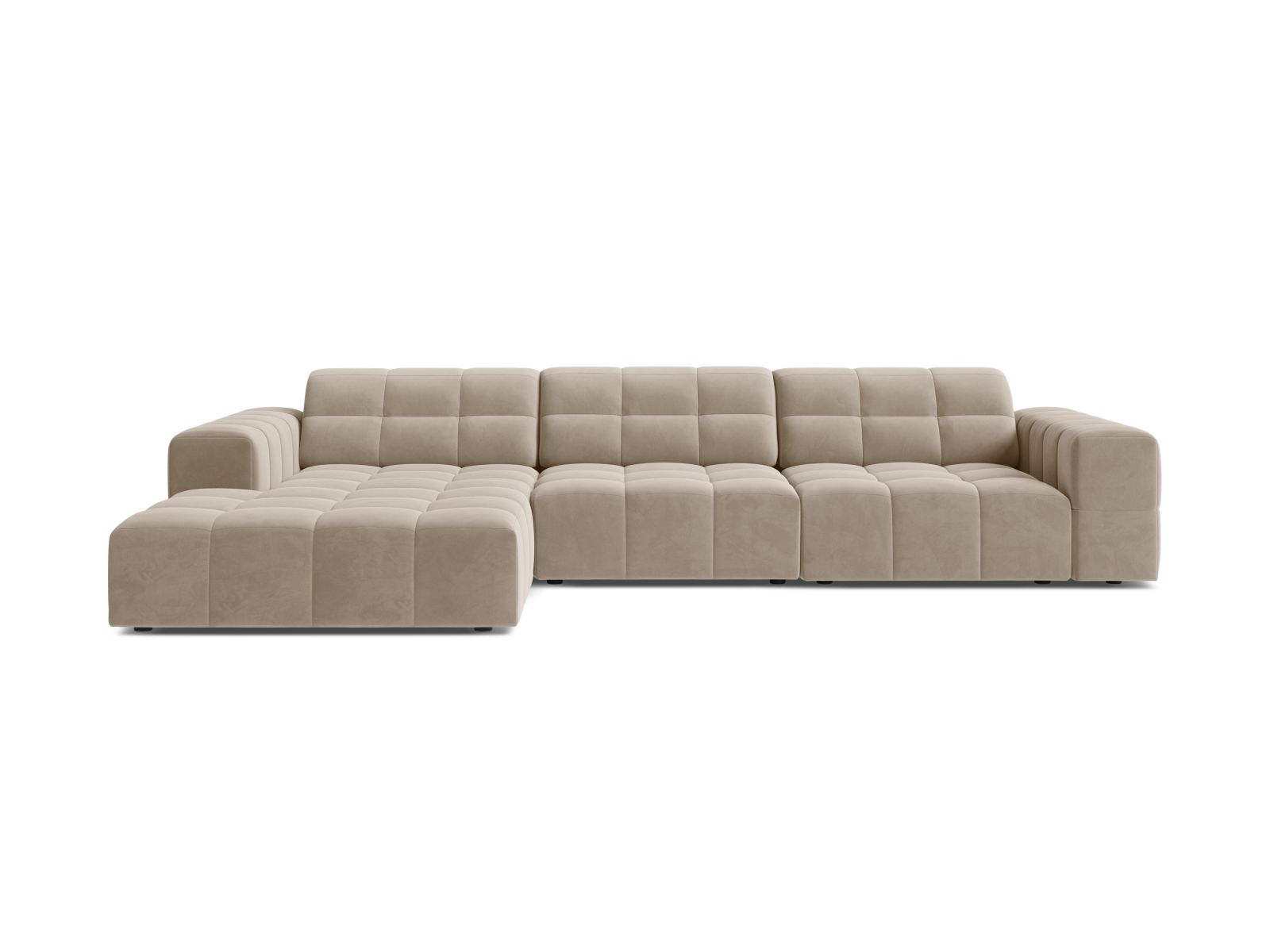 Velvet Left Corner Sofa, "Jennifer", 4 Seats, 294x167x78