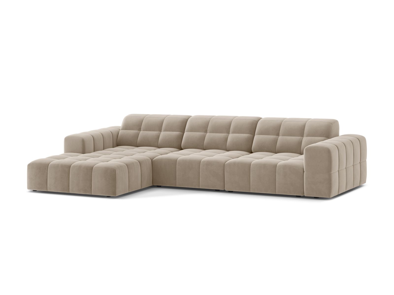 Velvet Left Corner Sofa, "Jennifer", 4 Seats, 294x167x78