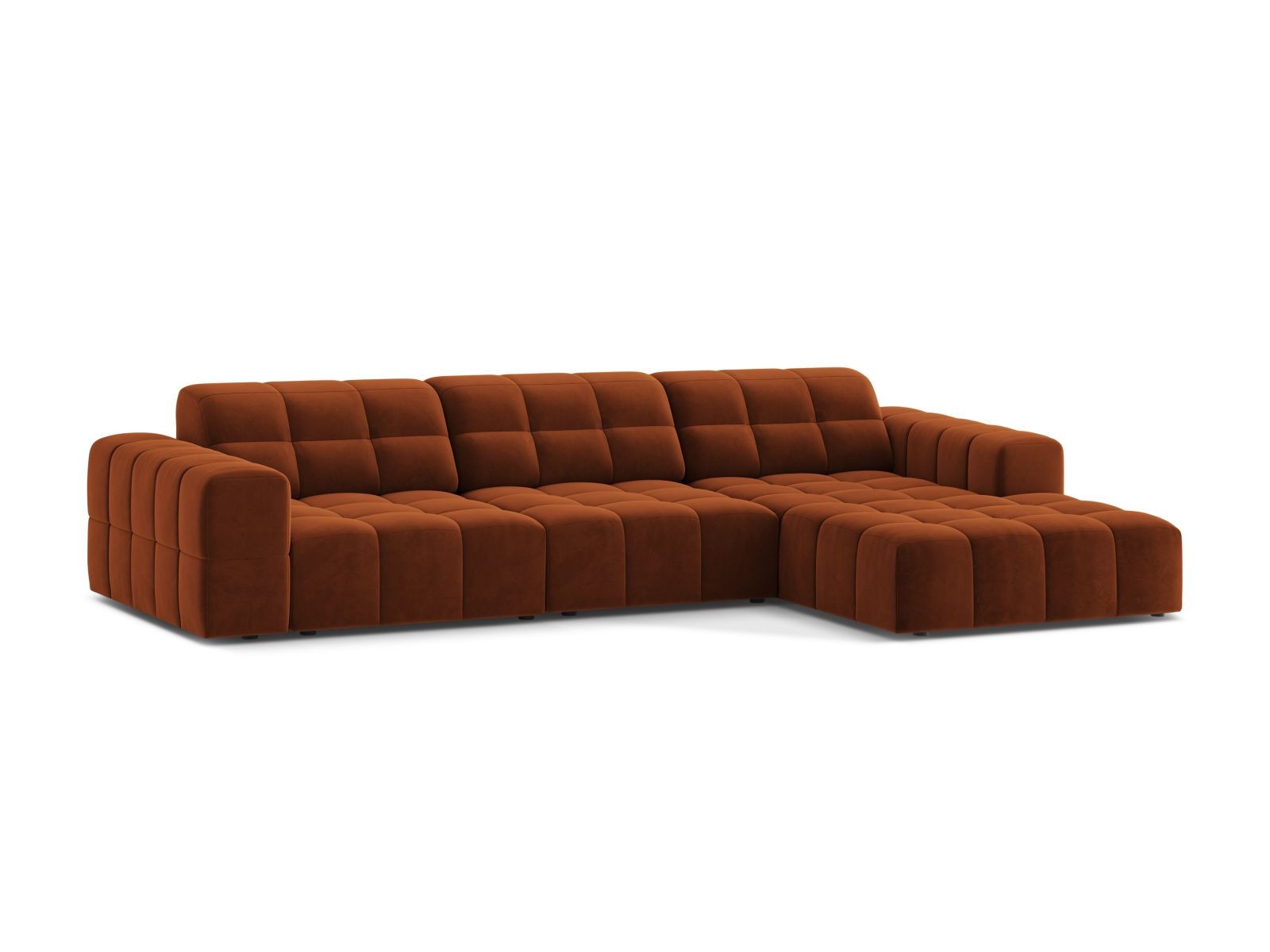 Velvet Right Corner Sofa, "Jennifer", 4 Seats, 294x167x78