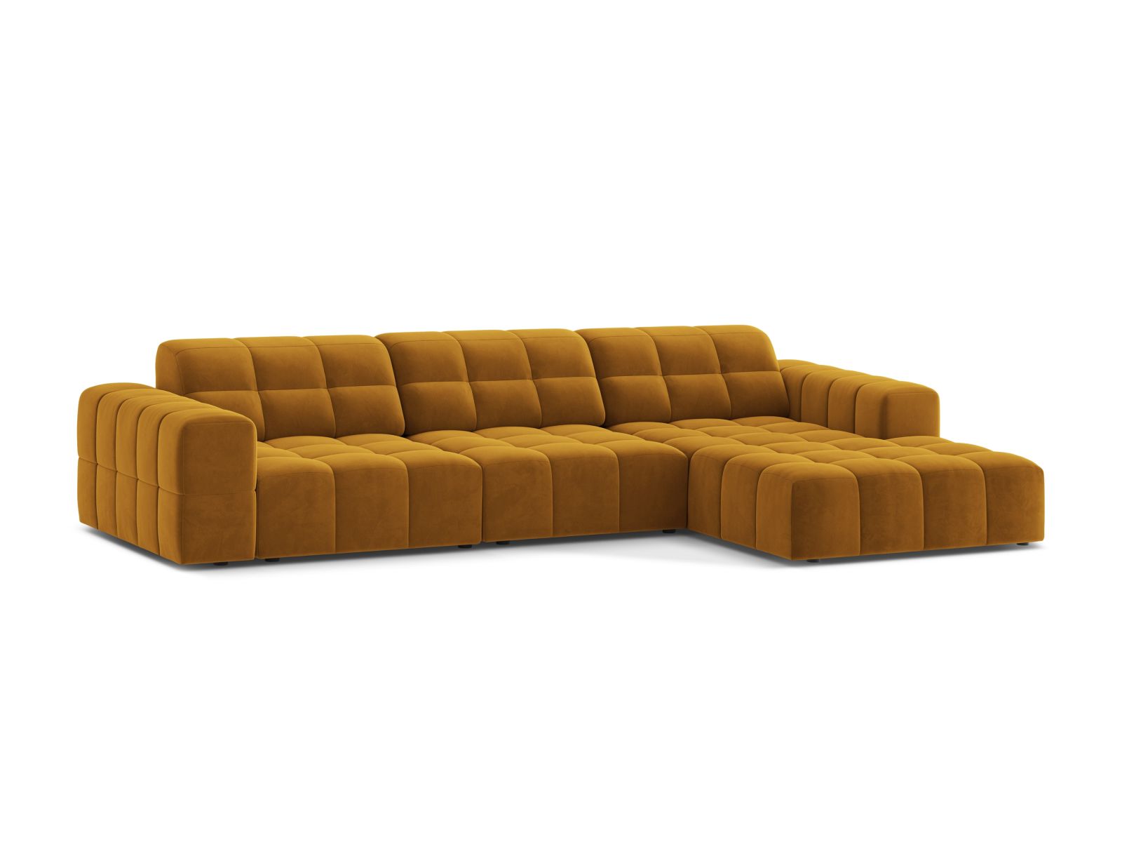 Velvet Right Corner Sofa, "Jennifer", 4 Seats, 294x167x78