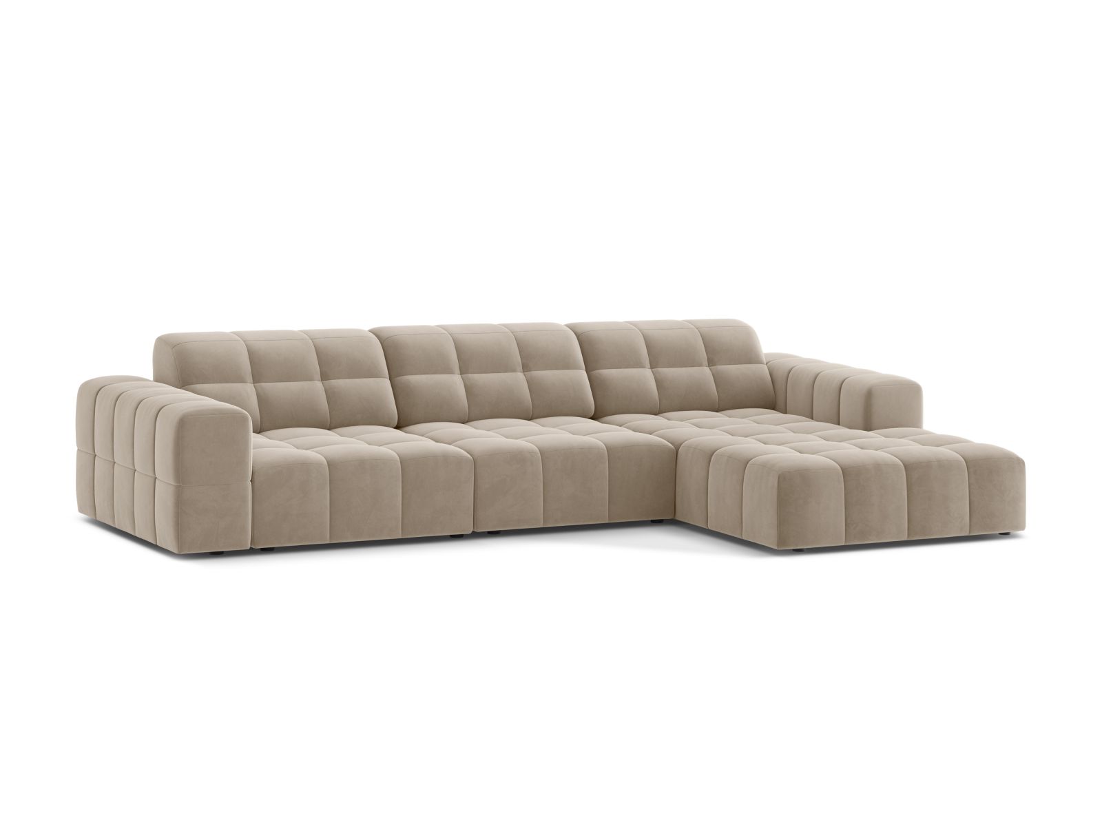 Velvet Right Corner Sofa, "Jennifer", 4 Seats, 294x167x78