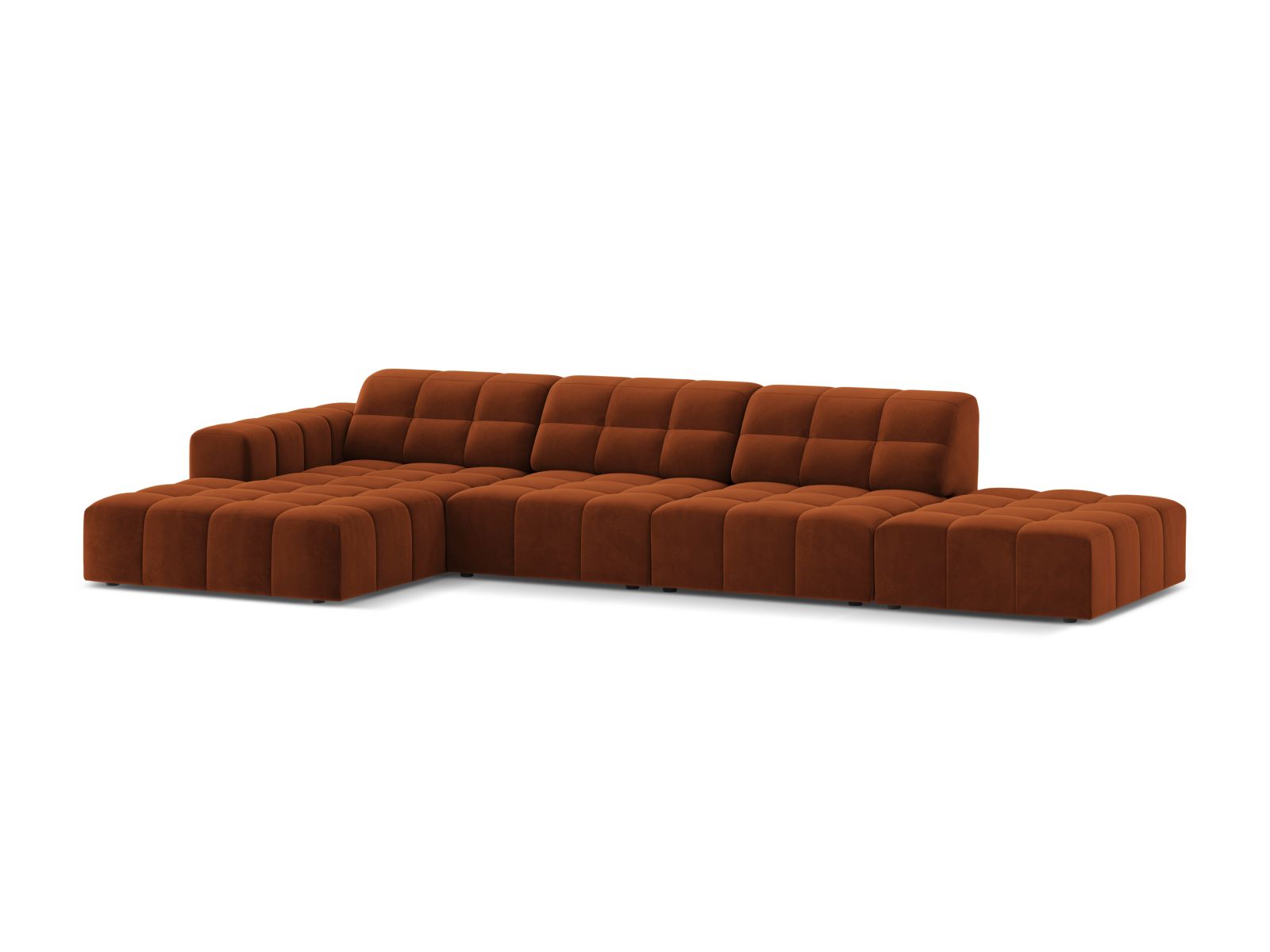 Velvet Left Corner Sofa, "Jennifer", 5 Seats, 348x167x78
