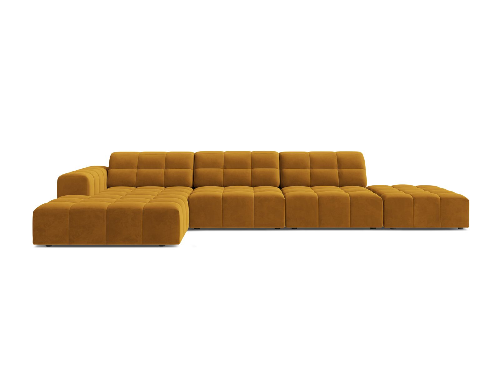 Velvet Left Corner Sofa, "Jennifer", 5 Seats, 348x167x78