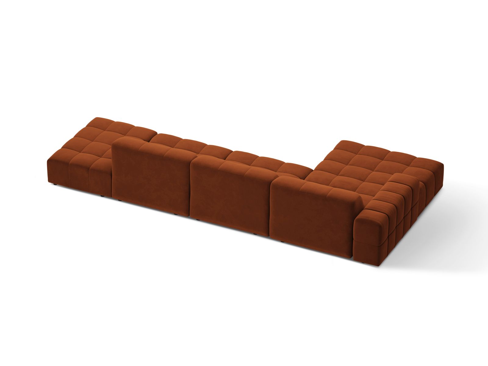 Velvet Left Corner Sofa, "Jennifer", 5 Seats, 348x167x78