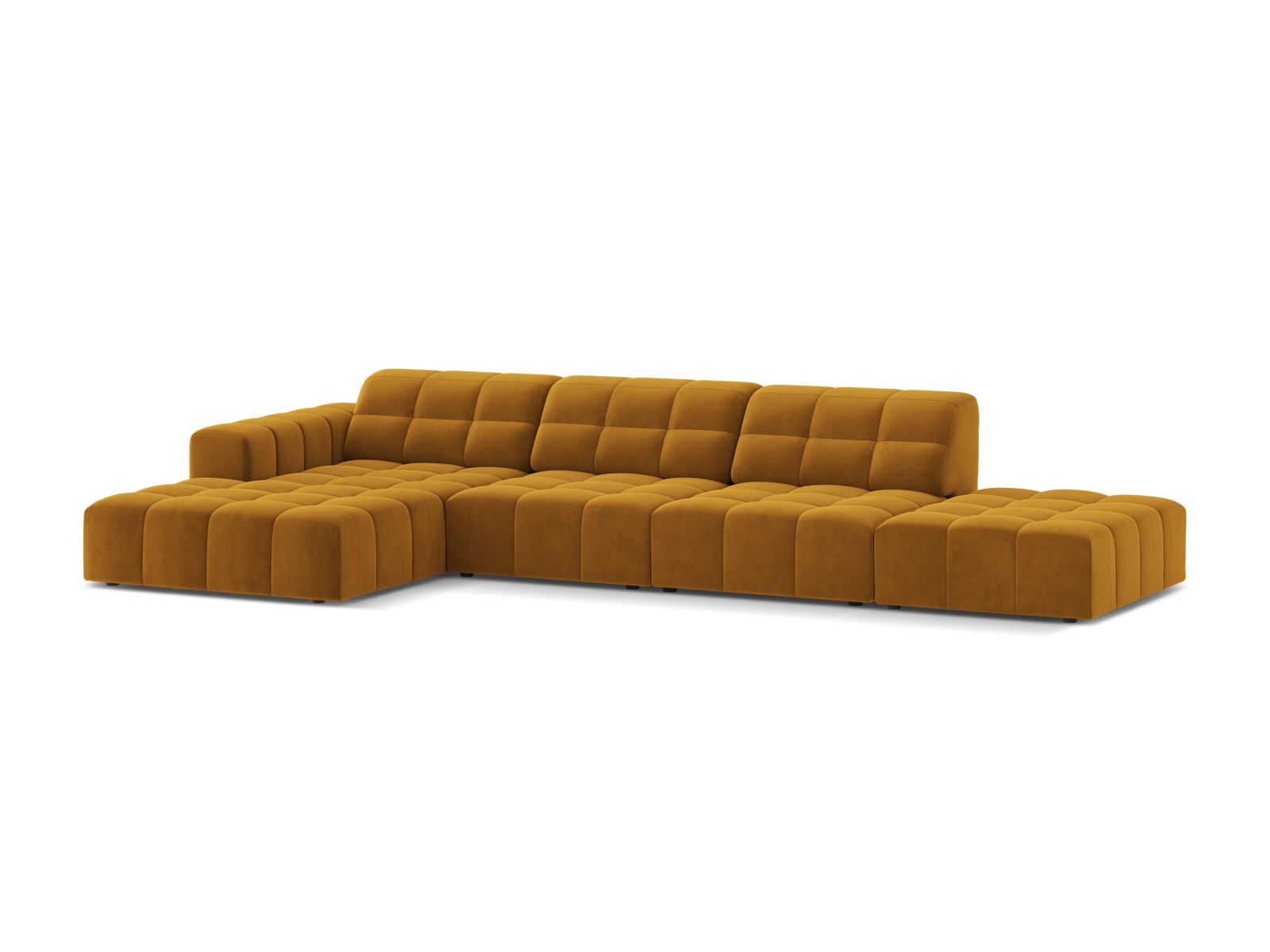 Velvet Left Corner Sofa, "Jennifer", 5 Seats, 348x167x78