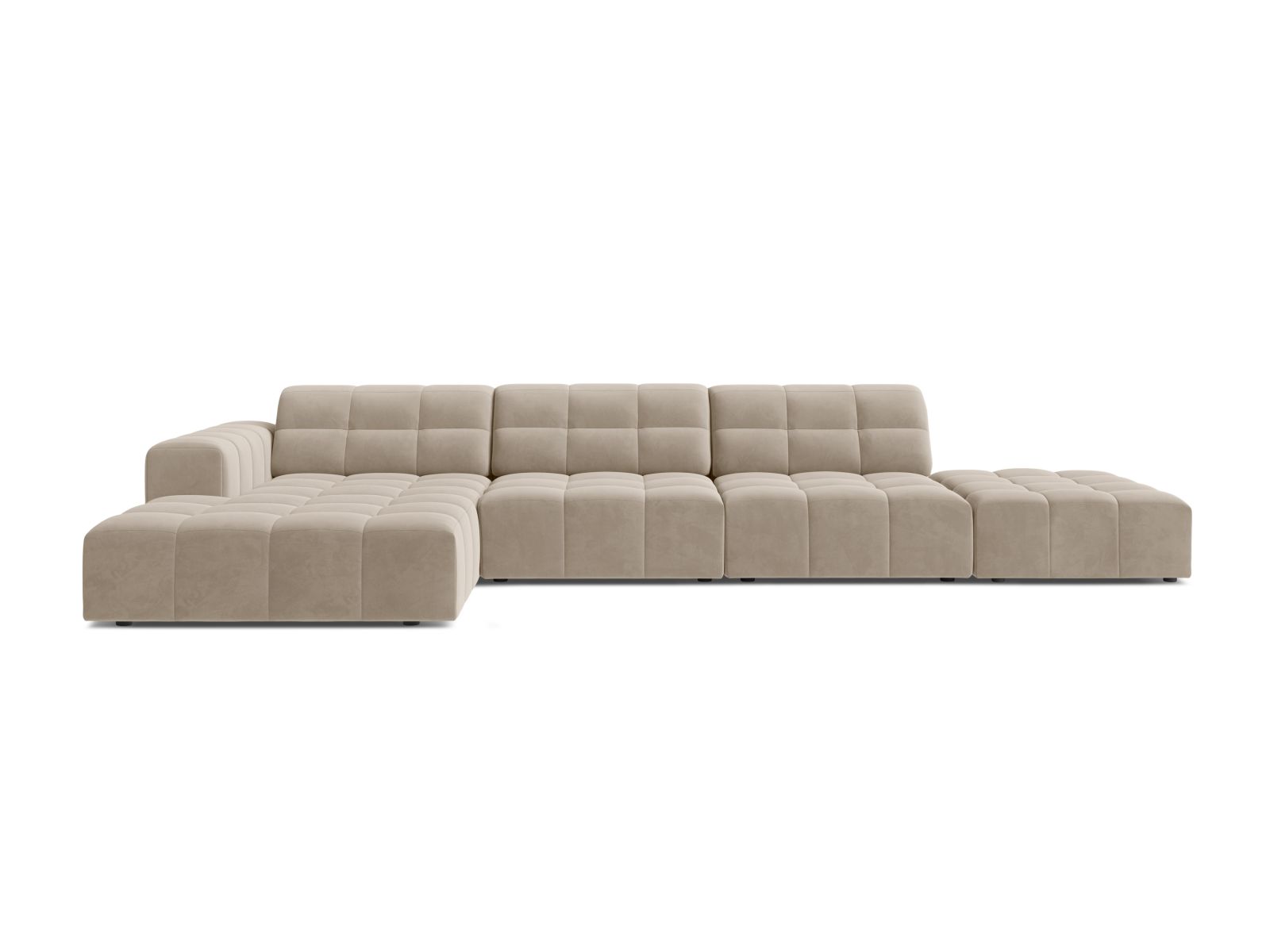 Velvet Left Corner Sofa, "Jennifer", 5 Seats, 348x167x78