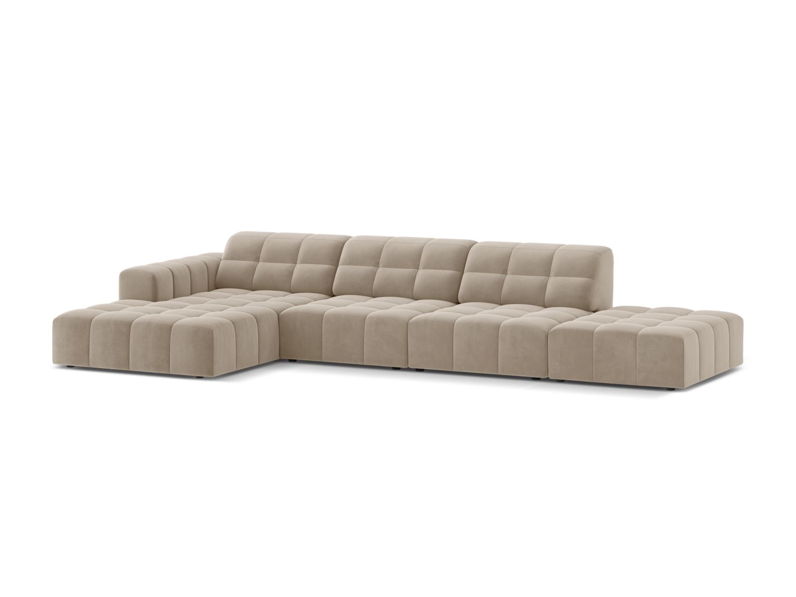 Velvet Left Corner Sofa, "Jennifer", 5 Seats, 348x167x78