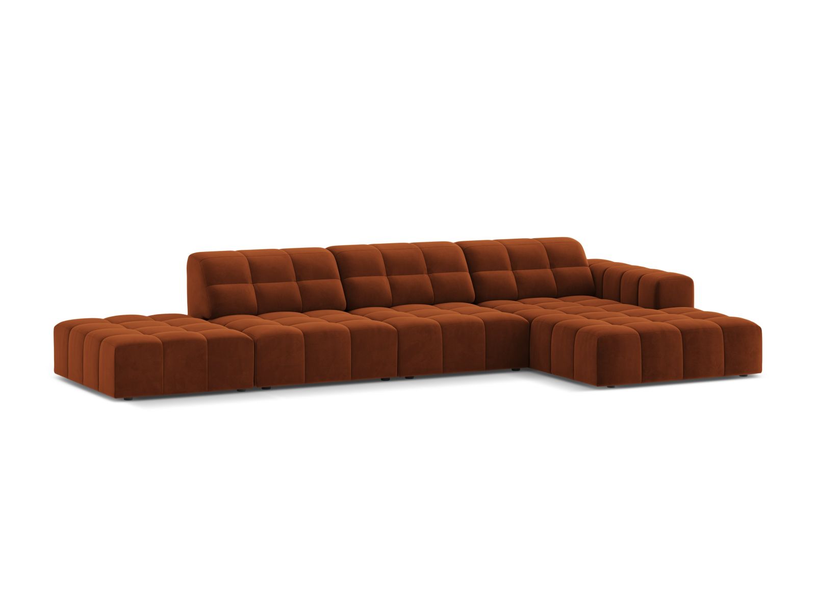 Velvet Right Corner Sofa, "Jennifer", 5 Seats, 348x167x78