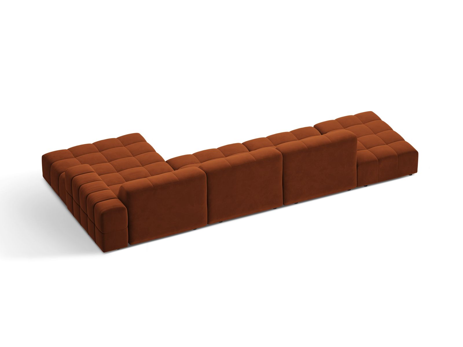 Velvet Right Corner Sofa, "Jennifer", 5 Seats, 348x167x78
