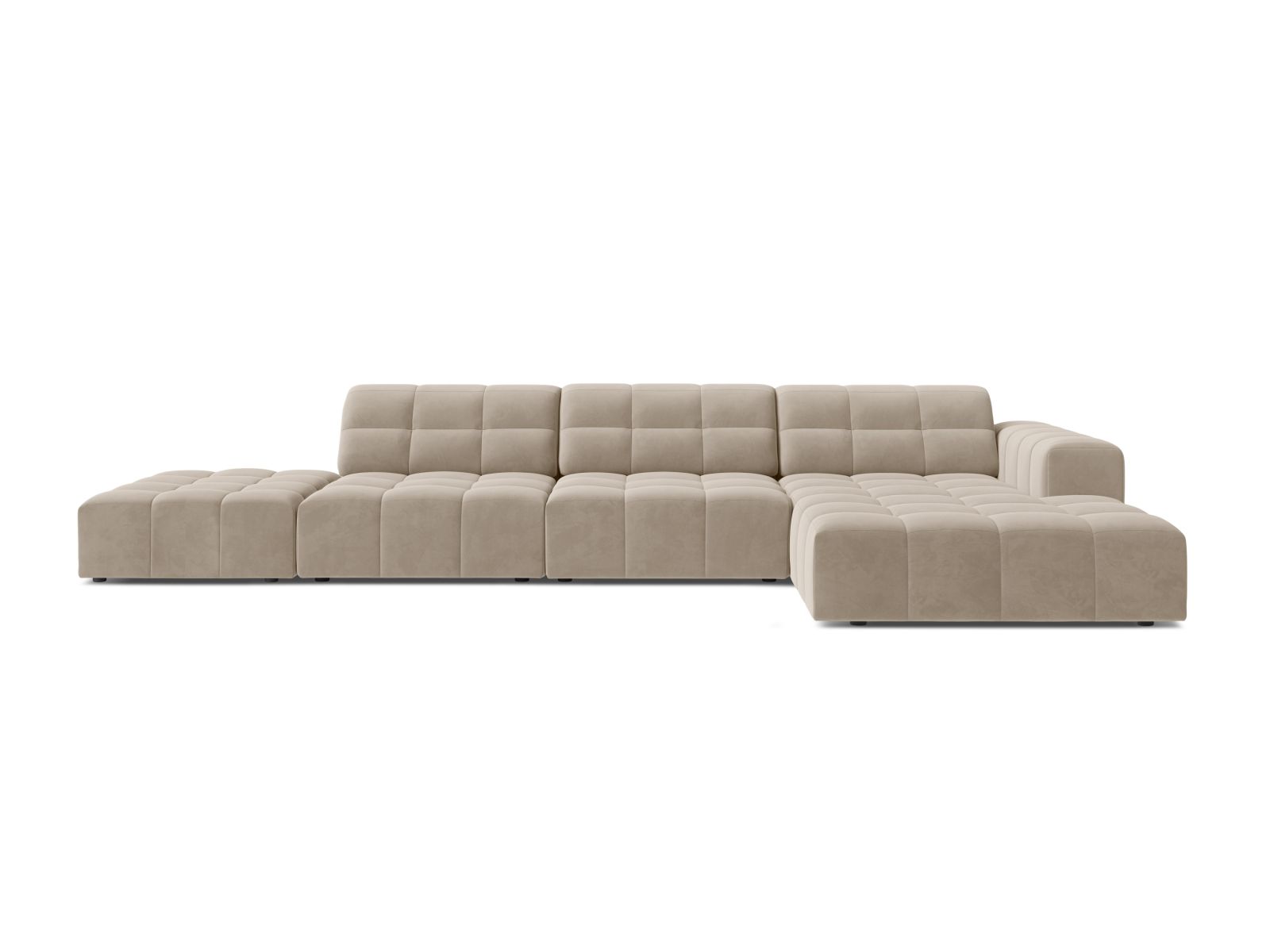 Velvet Right Corner Sofa, "Jennifer", 5 Seats, 348x167x78