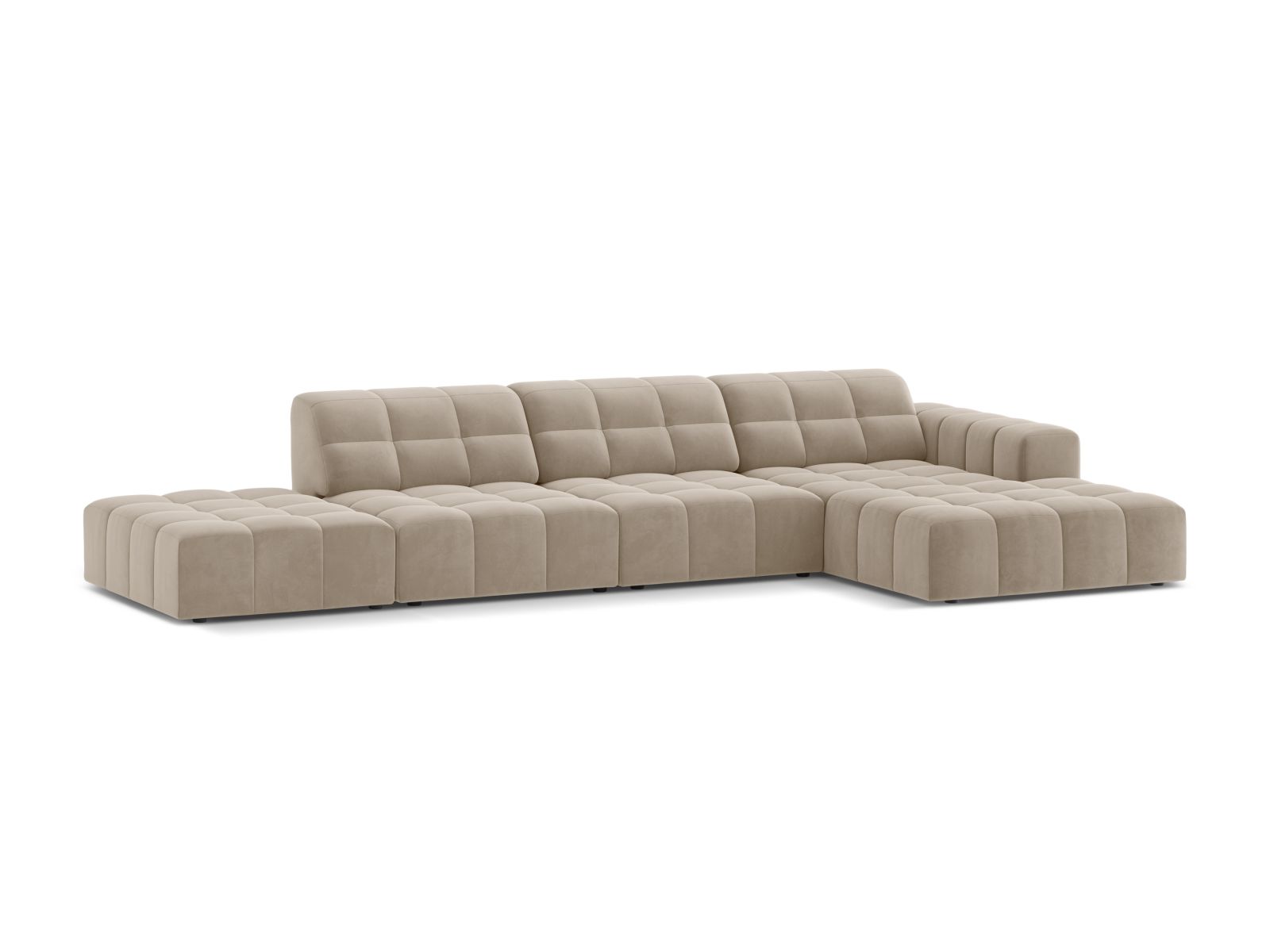 Velvet Right Corner Sofa, "Jennifer", 5 Seats, 348x167x78